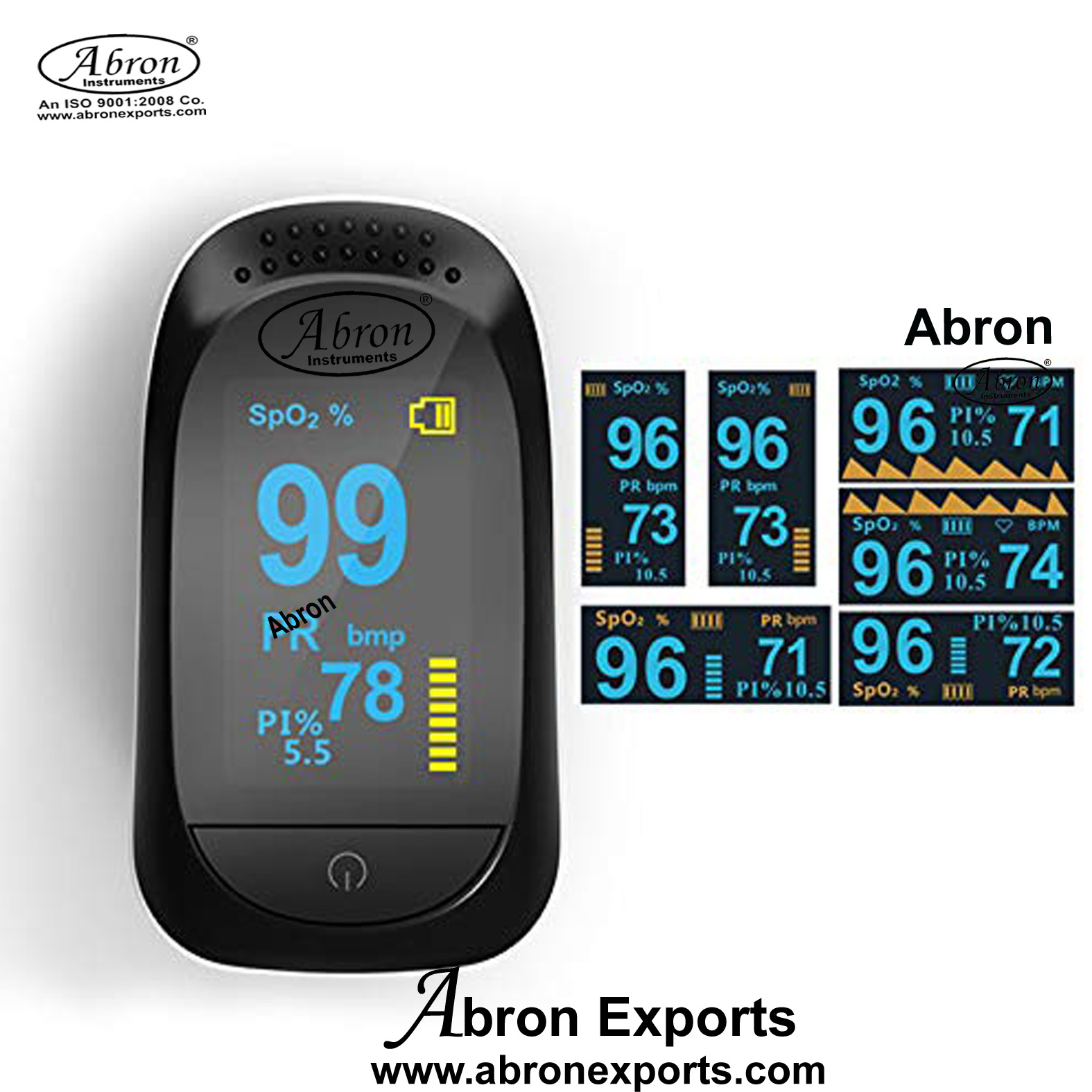 Pulse Oximeter fingertip with bar graph  Portable Digital Blood Oxygen SPO2 Sensor Meter with Alarm pulse Rate Monitor Adults Children Abron ABM-2212B